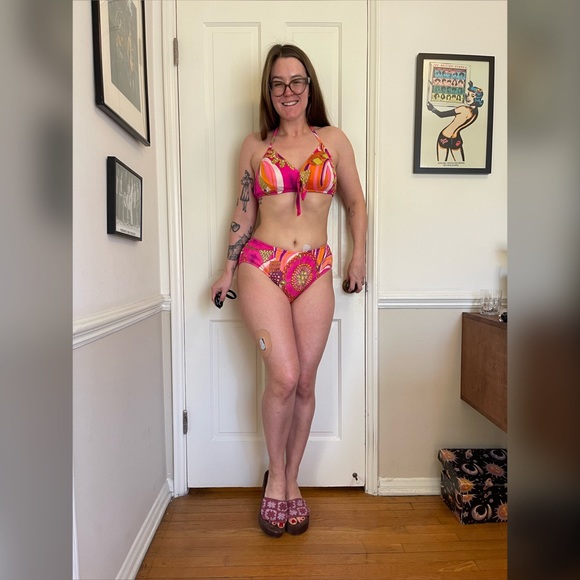 Vintage Other - 70s Vintage Acetate Bikini in Psychedelic Pink Pattern